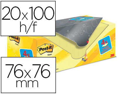 24 blocs de 100 notas adhesivas Post-it Super Sticky 76x76mm. amarillo